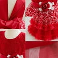 thumbnail image 5 of NAISIBABY Girls Flower Dress, Glitter Tutu Tulle Mesh Cute Embroidered Kids Wedding Party Pageant Princess Dress Red 2T, 5 of 6