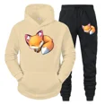 thumbnail image 3 of Conjunto de 2 piezas de sudadera y pantalones con estampado de zorro y anime para hombre, sudadera con estampado de animales de dibujos animados divertidos, pantalones, ropa de calle holgada de manga, 3 of 5