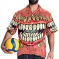 thumbnail image 4 of Tiny teeth Men's Short Sleeve Hawaiian Beach Shirts, Casual Printed Button Down Spread Collar Tops, Summer Unisex Style, 4 of 6