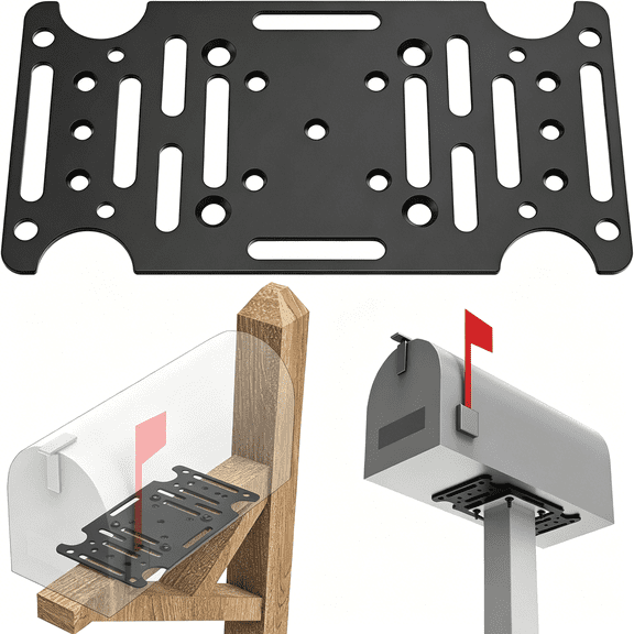 ZHZFKQ Universal Mailbox Mounting Bracket,Black Steel,Post Mount,4Mm Thick,Fits Most Sizes,Bottom Mount,Includes Hardware