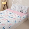thumbnail image 3 of jejeloiu Watercolor Whale Ribbon Zipper Full Size Comforter Sets with Fitted Sheet and 2 Pillowcases For Girls,Delicate Coastal Print Zipper Bedding Set,White Blue,Pink Reversible,4 Pieces, 3 of 7