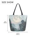 thumbnail image 5 of FORMRS Womens Canvas Tote Bag with Zipper Inner Pocket Shoulder Handbag, Moon and House, 5 of 7