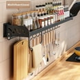 thumbnail image 2 of Spice Rack Wall Mount 12Inch Hanging Spice Rack for Wall with Towel Bar Black Spice Organizer for Kitchen Bathroom, 2 of 8