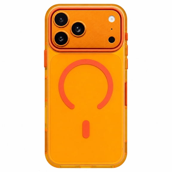 Sanwo for iPhone 17 Pro Max Back Cover Case, Wireless Charging Compatible, TPU Metal Shockproof Protective Case, Orange