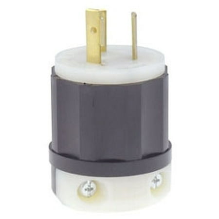 Leviton 4770-C 15 Amp, 277 Volt, NEMA L7-15P, 2P, 3W, Locking Plug, Industrial Grade, Grounding - Black-White