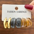 thumbnail image 1 of Juego de pendientes de aro de acrílico de resina de colores bohemios de 17KM para mujer, pendientes de aro de perlas de Color dorado a la moda, joyería de fiesta Brincos Tan Jianjun unisex, 1 of 2