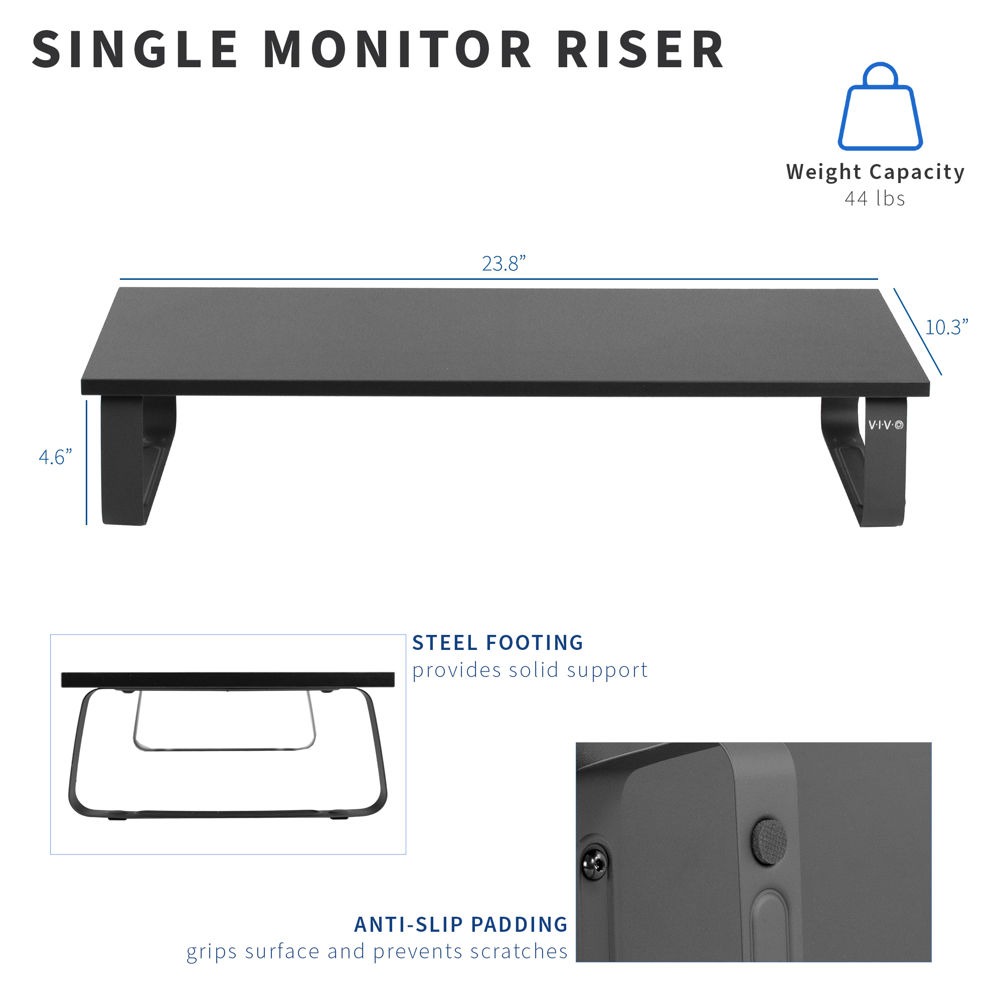 Vivo Black Wood 24" Monitor Riser Stand photo 8
