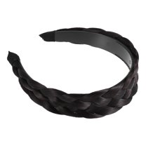 Unique Bargains 1 Pcs 1.61 Inch Wide Synthetic Hair Braided Headband Hair Hoop for Women and Girl Black Brown