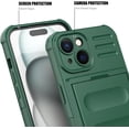 thumbnail image 3 of for iPhone 15 Case with Card Holder Heavy Duty Protective Premium TPU Shockproof Slide Hidden Card Slot Slim Wallet Case for iPhone 15 for Men&Women(Green), 3 of 7