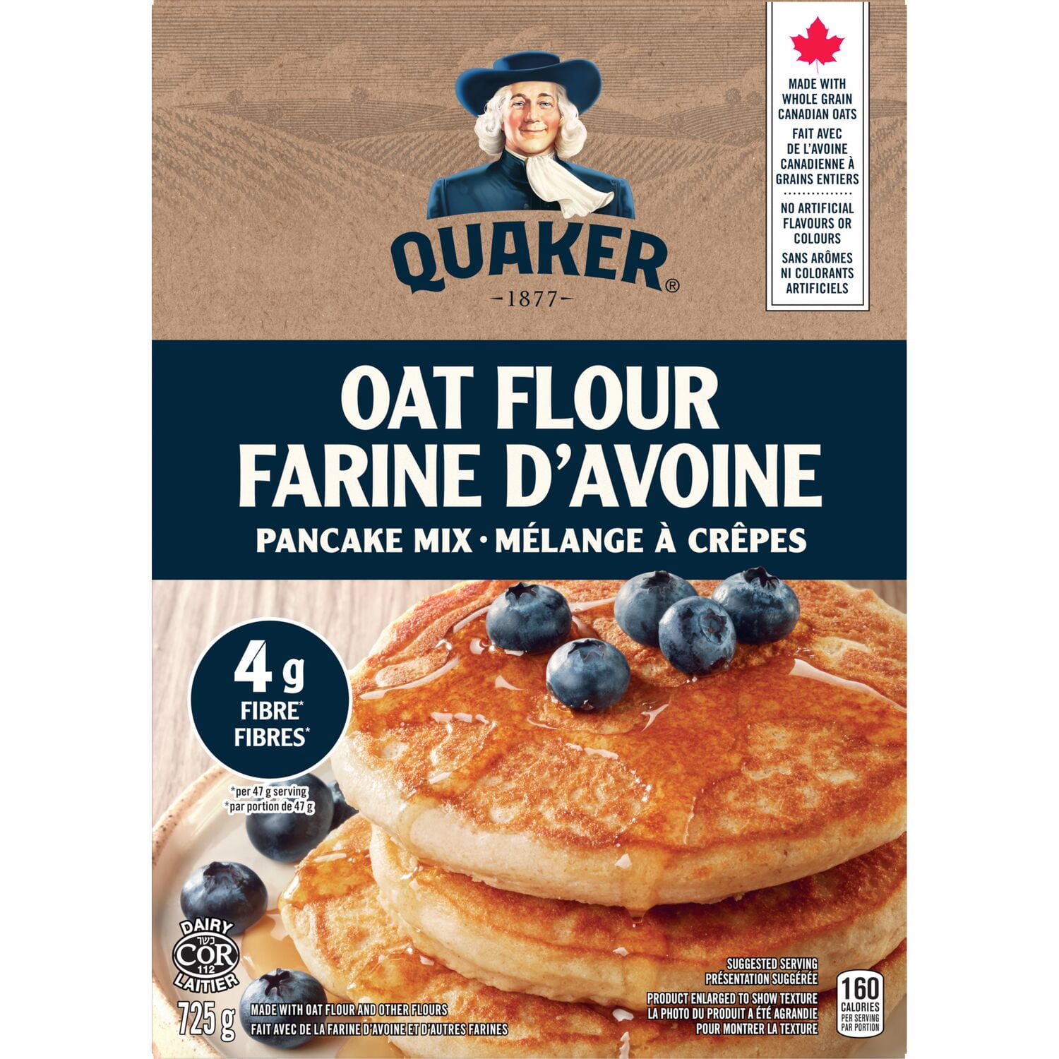 Quaker Farine d'avoine mélange à crêpes 725 g.