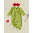 thumbnail image 4 of RUINIXCW Baby Girls Christmas Zipper Romper Green Plush Trim Jumpsuits and Headband Cosplsy, 4 of 4