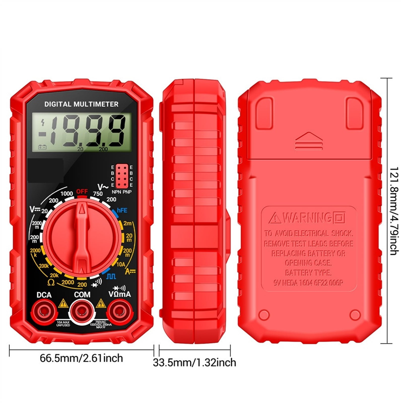 Square Wave Digital Multimeter 1999 Counts HFE Triode Buzzer Tester AC/DC Voltage 10A Current Multimeters Meter Tool ,Battery Test