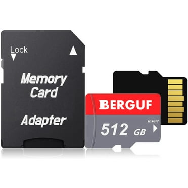BERGUF 512GB High Speed Flash Memory Card with SD Adapter, Compatible for Smartphones, Tablets, Cameras and More