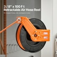 thumbnail image 6 of KFFKFF Retractable Air Hose Reel, 3/8IN x 100FT Durable Rubber Air Hose with a Maximum of 300PSI, Air Pump Hose Reel with 5FT Initial Lead in, Mountable on Ceiling/Wall, 6 of 9