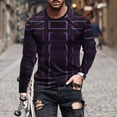 thumbnail image 2 of DeHolifer Sweatshirts for Men Graphic Geometric Printed Crewneck Long Sleeve Pullover T-Shirt Fall Fashion Pullover Tops Purple L, 2 of 5