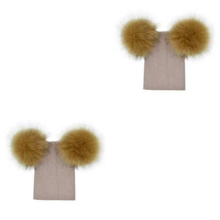

2pcs Baby Girls Boys Double Pompom Hat Crochet Knitted Winter Warm Faux Fur Ball Hat Beanie Bonnet