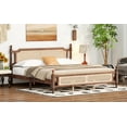 thumbnail image 6 of Pinovk King Pine wooden Bed with Rattan Headboard and Footboard, with Central Enhanced Bed Platform,Walnut, 6 of 13