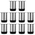thumbnail image 1 of Juego de 8 patas ajustables para muebles, patas para gabinete de 80 mm de altura, patas redondas para muebles de acero inoxidable cepillado, patas para sofá, patas para mesa, Hei ajustable, 1 of 4