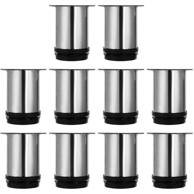 Juego de 8 patas ajustables para muebles, patas para gabinete de 80 mm de altura, patas redondas para muebles de acero inoxidable cepillado, patas para sofá, patas para mesa, Hei ajustable