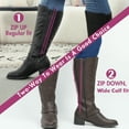 thumbnail image 3 of Hawkwell Women's Wide Calf Double Zipper Knee High Riding Boots,US 8,Black, 3 of 7