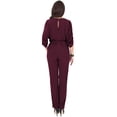 thumbnail image 6 of KOH KOH Long Pants Formal Cocktail Evening One Piece Fall Pockets Dressy Jumpsuit Romper Suit Casual Outfit Playsuit Tall 3/4 Short Sleeve For Women Maroon Wine Red Small US 4-6 NT118, 6 of 6