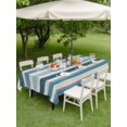 thumbnail image 4 of Outdoor Tablecloth with Umbrella Hole for Patio/Picnic/Party/Camping, Vintage Blue Striped Waterproof Table Cloth Rectangle Table Cover Washable, Farmhouse Stripes Retro Art (60"x 120"), 4 of 8