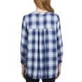 thumbnail image 2 of Wrangler Ladies' Bracelet Cuffs 3/4 Sleeve Plaid Blouse/Blue, X-Large, 2 of 6