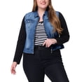 thumbnail image 1 of GRACE & GRANDEUR Women's Plus Size Trucker Zipper Front Sleeveless Denim Vest Jacket, 1 of 6