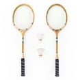 thumbnail image 3 of Crown Sporting Goods Vintage Wooden Badminton Set | Classic Outdoor Lawn Game For Backyard Family Fun | Includes 2 Solid Wood Racquets and Premium Feather Shuttlecocks, 3 of 7