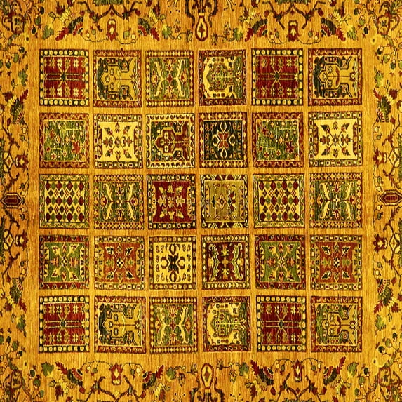 Ahgly Company Indoor Square Abstract Yellow Modern Area Rugs, 3' Square