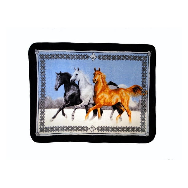Shavel Home Products Hi Pile Luxury Oversized Throw Running Horses Walmart Com Walmart Com