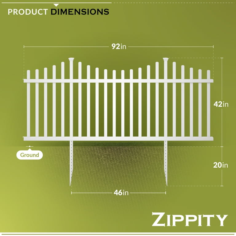Zippity Outdoor Manchester No-Dig Vinyl Fence Kit, Garden Picket