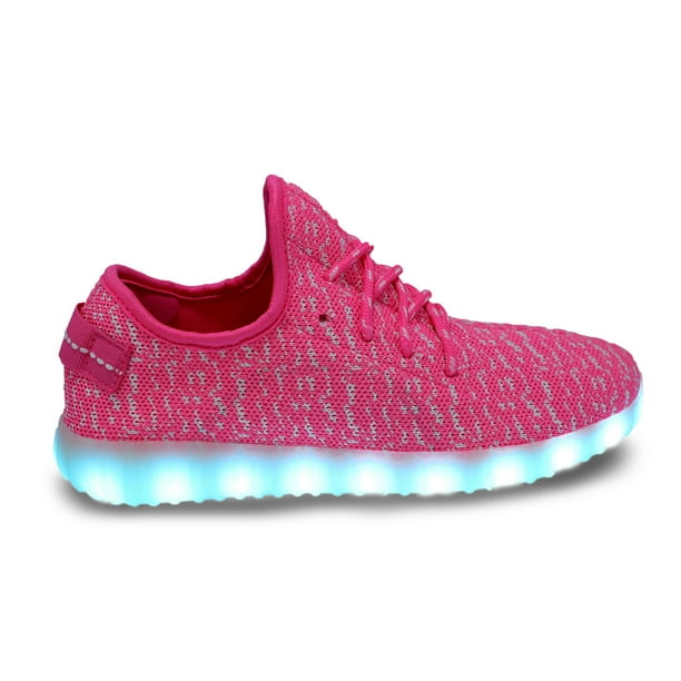 LED Light Up Knit Sneakers Low Top USB Charging Women Shoes Pink