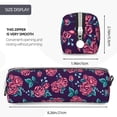 thumbnail image 3 of Yiaed Rose Flowers Print Leather Pencil Case - Leather Pen Pencil Holder - Elegant & Practical Pencil Pouch for Work & Office, 3 of 7