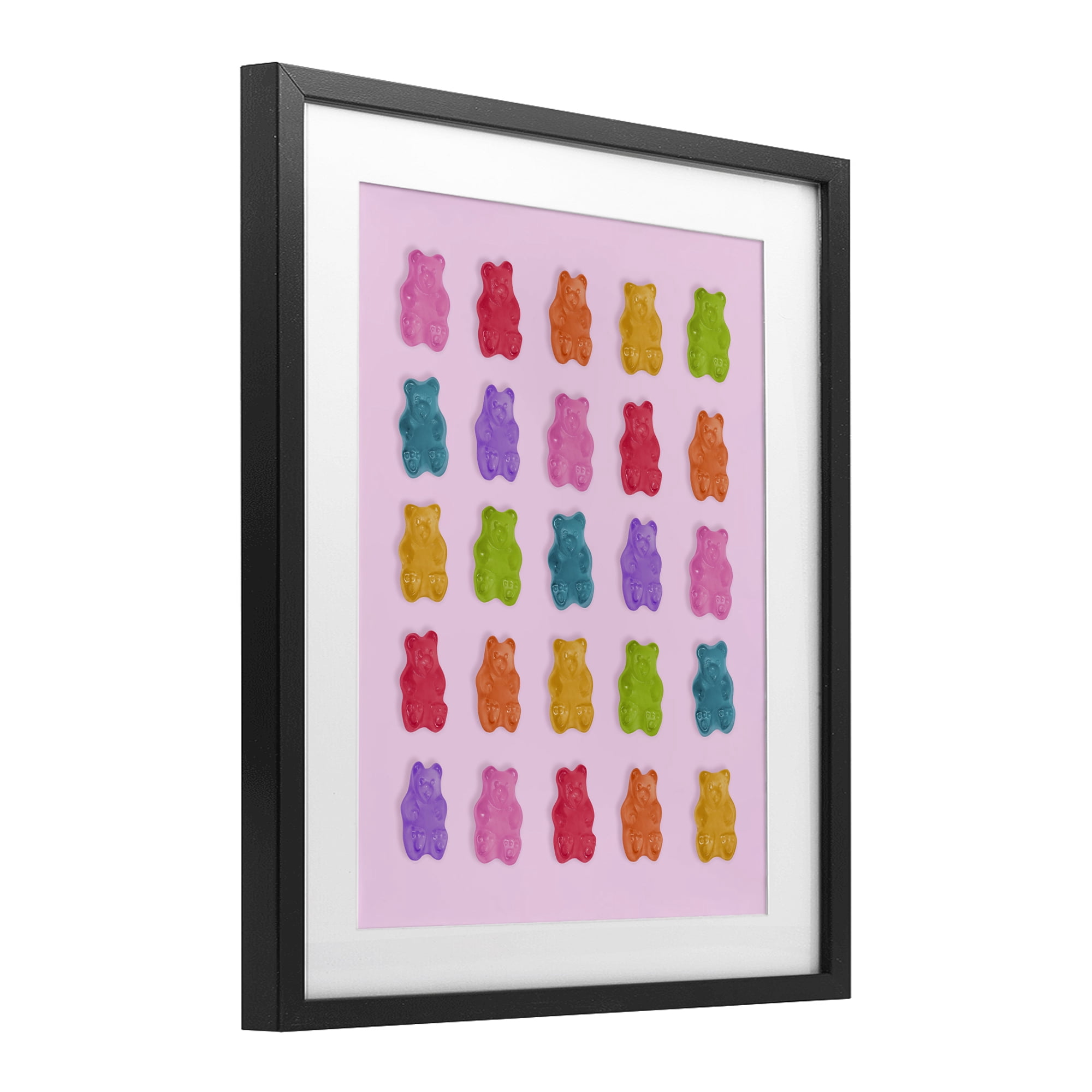Stupell Industries Pastel Gummies on Pink Black Framed Print Under Glass, design by LISH Creative
