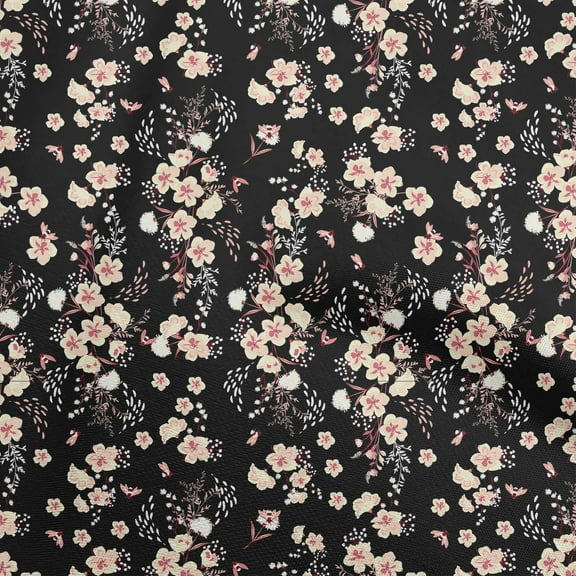 oneOone Polyester Spandex Black Fabric Floral Sewing Fabric By The Yard Printed Diy Clothing Sewing Supplies 56 Inch Wide