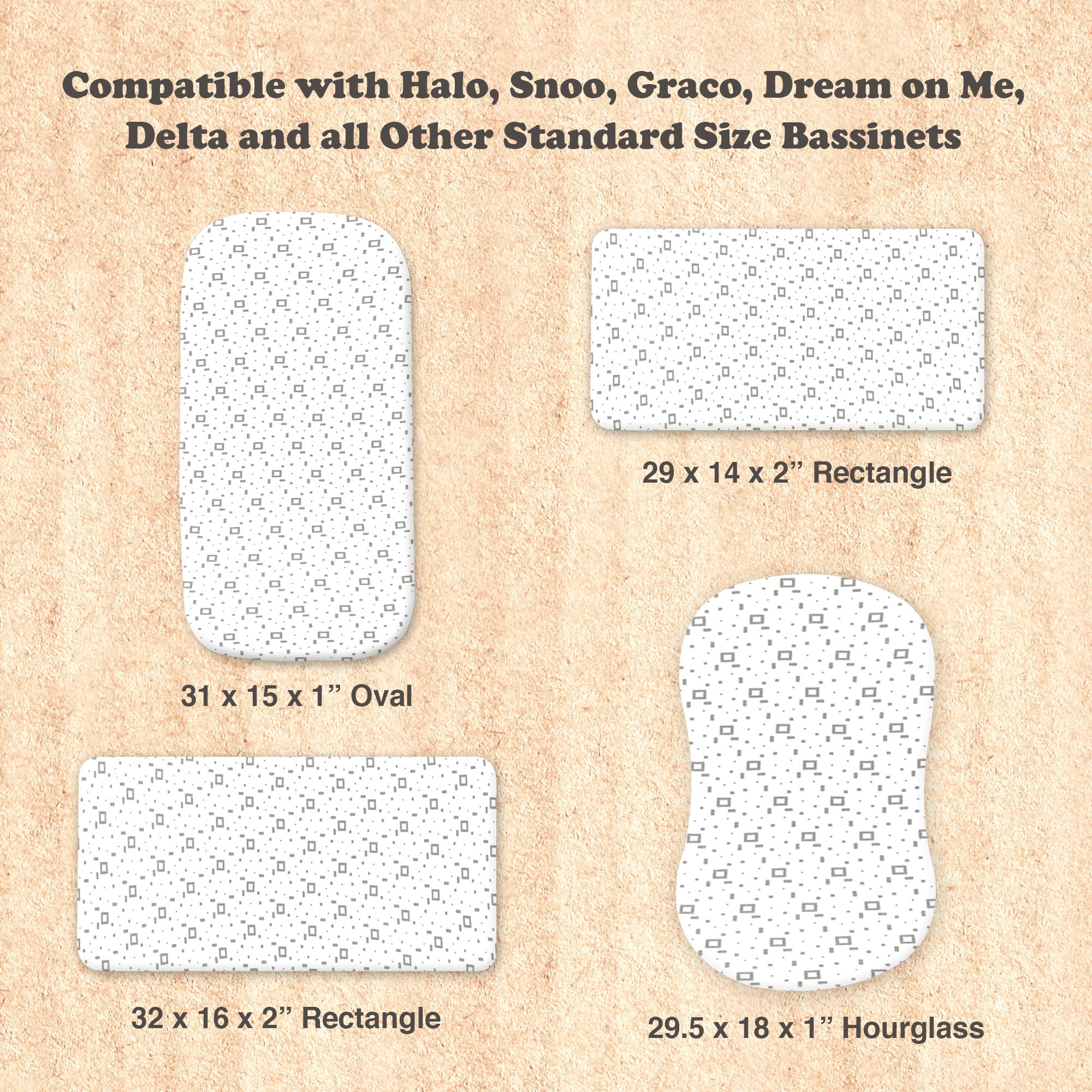 Baby Bassinet Sheet Set for Boy and Girl, 2 Pack Organic Cotton Universal Fitted Bedding Cover for Oval, Hourglass & Rectangle Bassinet Mattress, Fitted Sheets Size 32 x 16 x 4 Inches