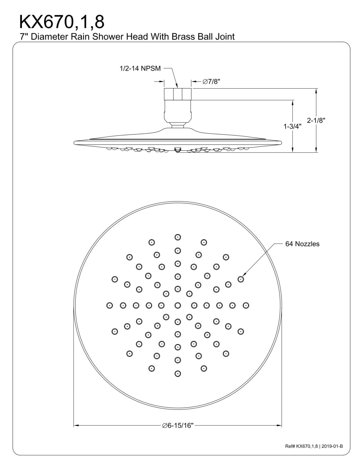 Kingston Brass KX678 Shower Scape 1.8 GPM Single Function Raindrop Shower Head - Nickel