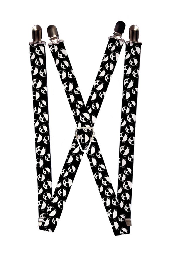Cute Black White Panda Bear Faces with Sunglasses Collage Suspenders