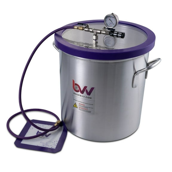 BVV Vacuum Chamber (10 Gallon) - High Strength & Durable Aluminum Vacuum Degassing Chamber Kit with Vacuum Pad, Gauge, HVAC Hose & Air Filter