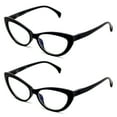 thumbnail image 2 of 2 Pairs Women Cateye Glasses Reading Readers Anti Blue Light UV Eye Protection Black +3.25, 2 of 4