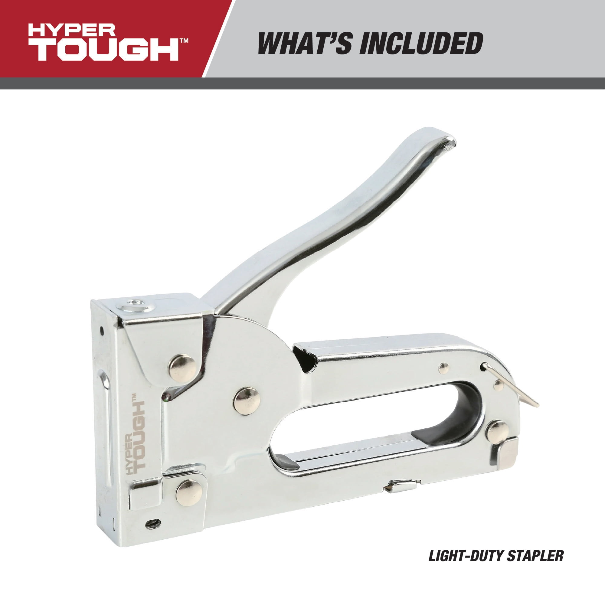 Hyper Tough Light-Duty Stapler, Chrome-Plated Construction, L x 6-inch
