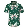 thumbnail image 6 of INSPIRE CHIC Men's Shirts Short Sleeve Floral Printed Button Front Beach Hawaiian Shirt 34 Green Pink, 6 of 7