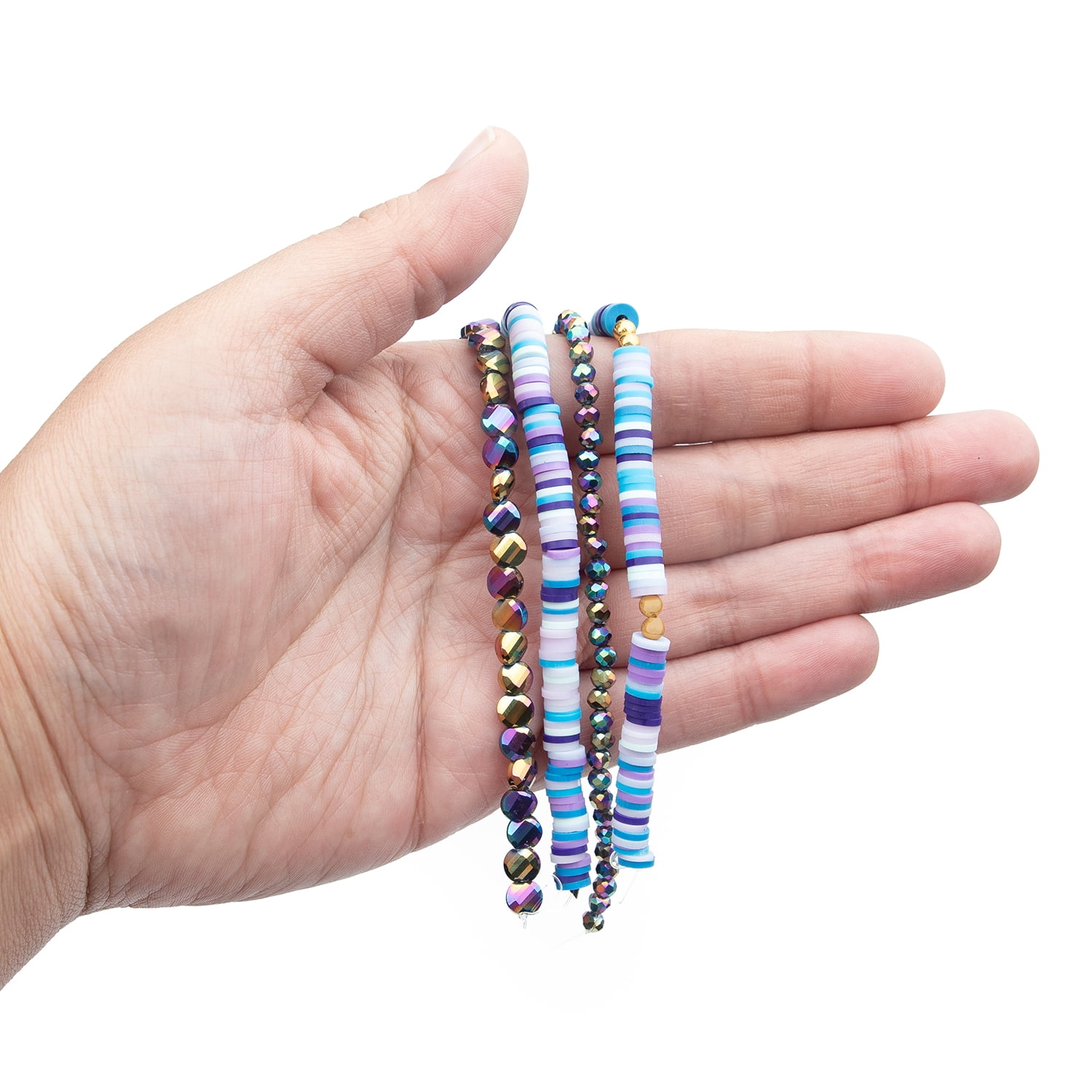 CousinDIY Jewelry Making 4-Strand Bead Kit With Heishi, Rainbow Glass Rondelle and Coin Beads