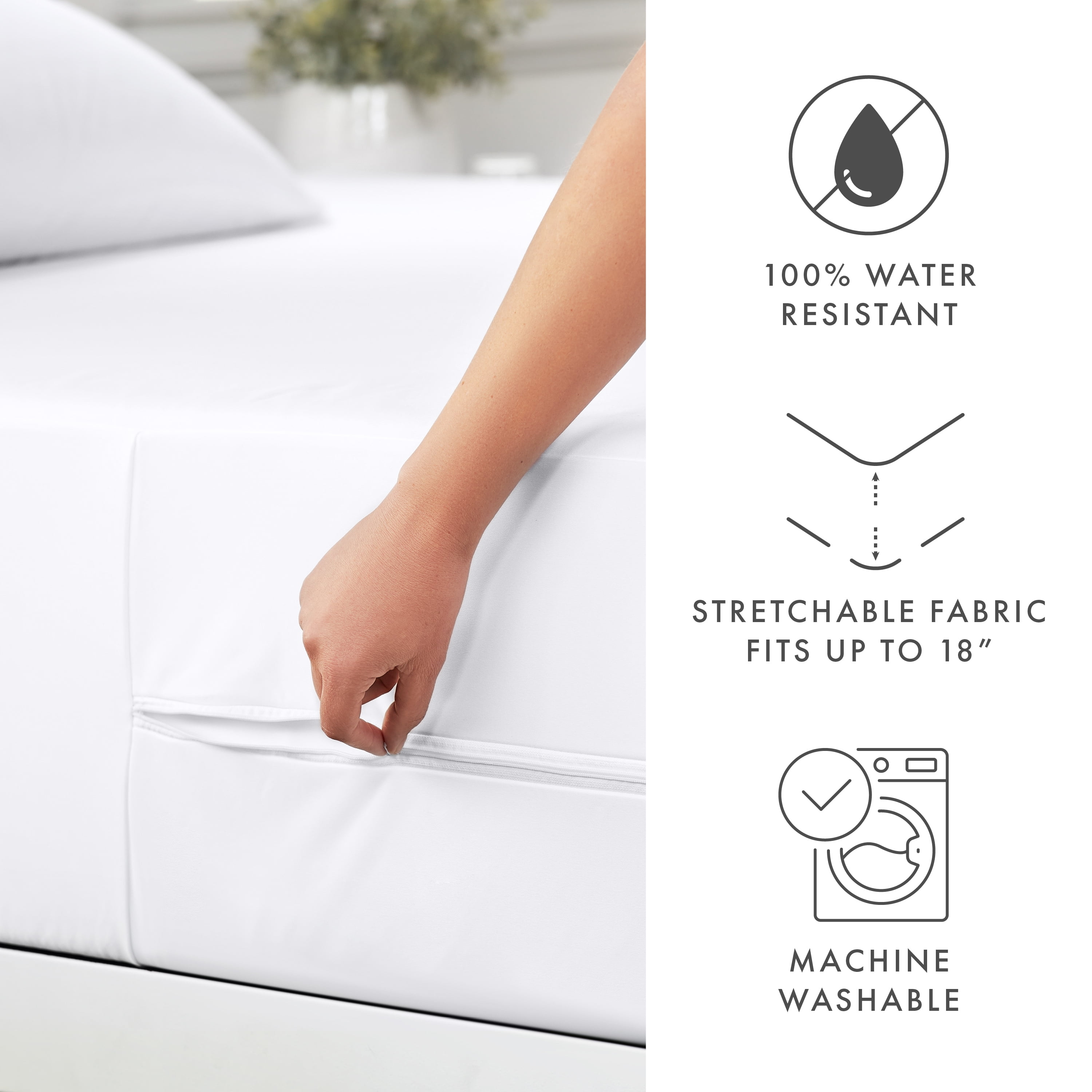 Noble Linens Microfiber Bed Bug and Spill Proof Zippered Mattress Protector, Full