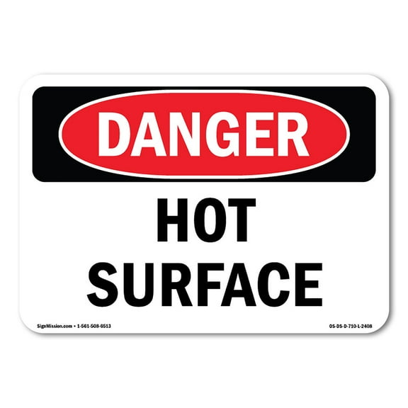 SignMission OS-DS-D-35-L-2408-10PK OSHA Danger Sign - Hot Surface