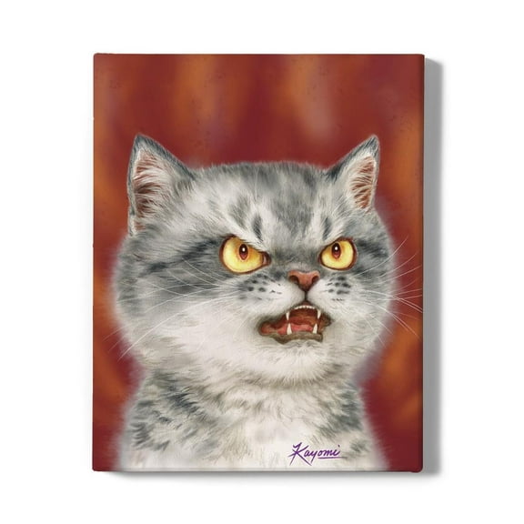 Angry Cat Wrapped Canvas  -Kayomi Harai Designs,