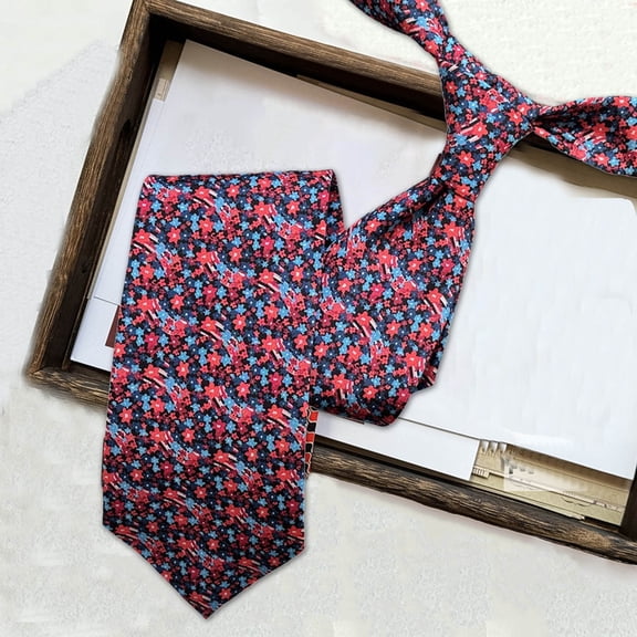 Unisex 9cm Wide Chiffon Floral Retro Necktie Carnival Men Tie Retro Printing Tie - One Size