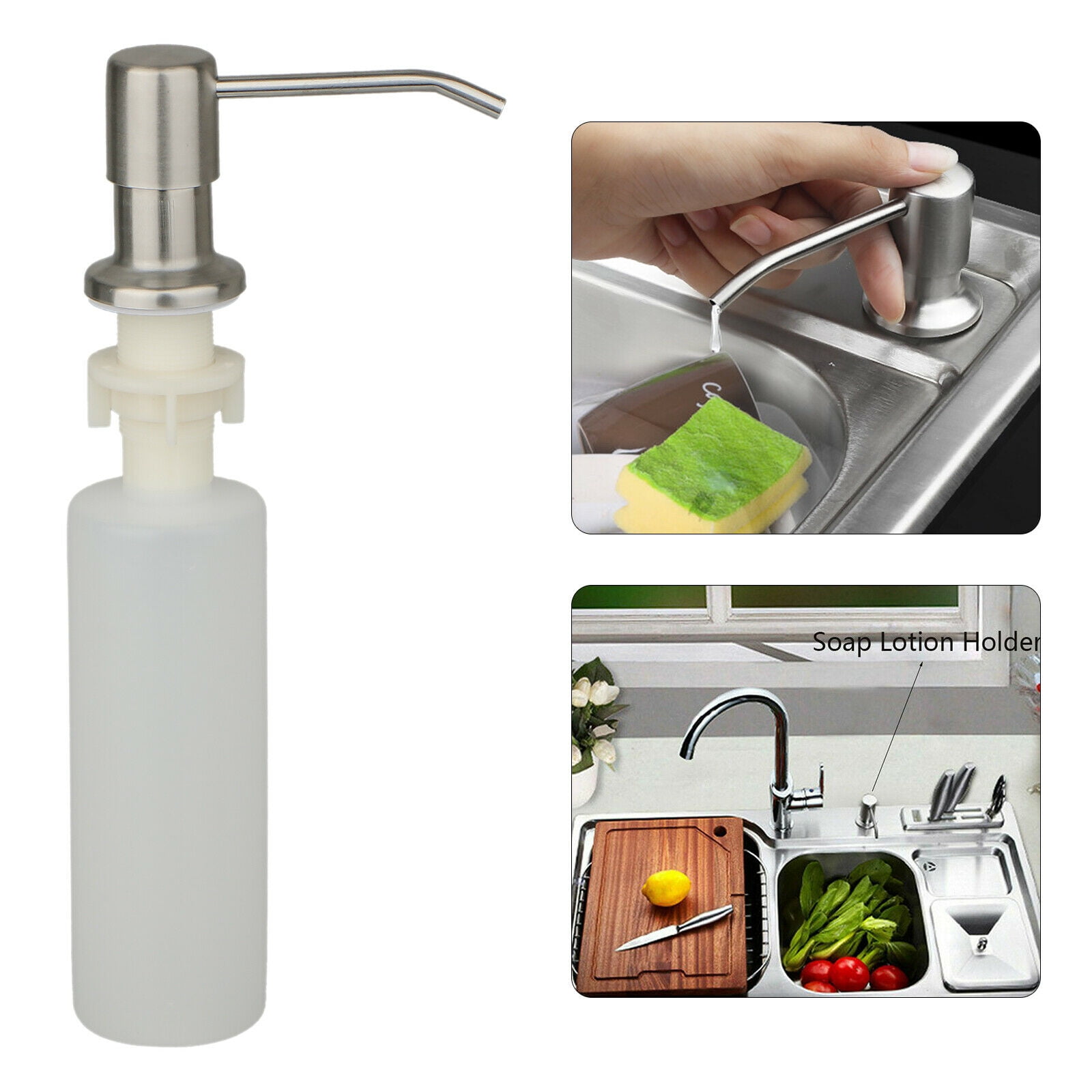 300ml Stainless Steel Soap Dispenser Kitchen Sink Soap Hand Liquid Pump Bottle 1pcs Walmart Com Walmart Com