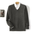 thumbnail image 5 of Men Sweater V Neck Pullover Long Sleeve Wool Knitwear Casual Tops Autumn Winter New Version Soft And Comfortable Men's Thin Top, 5 of 5